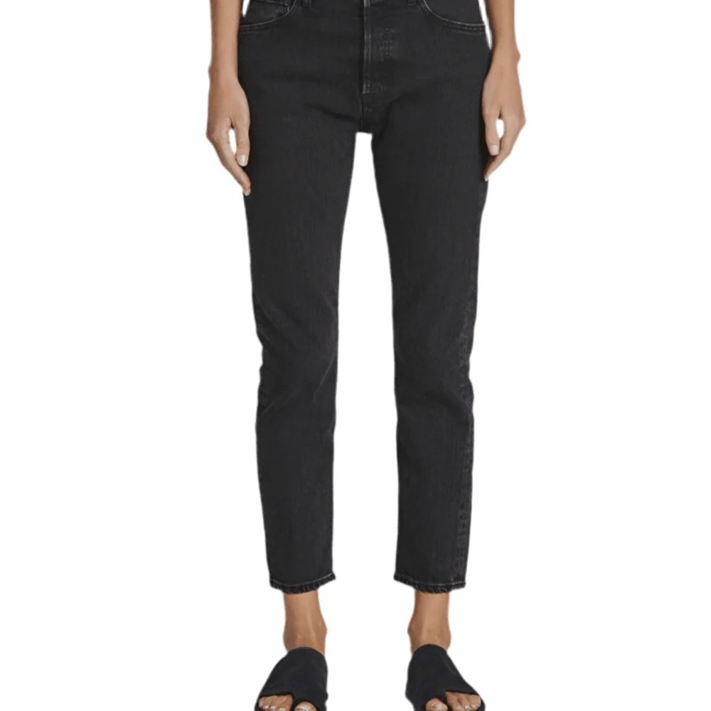 Bassike Black Classic Crop Straight Leg Jeans (sz28)